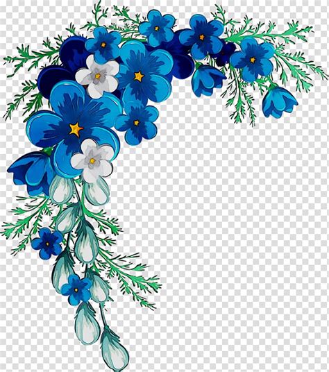 Fajarv: Watercolor Navy Blue Flowers Png