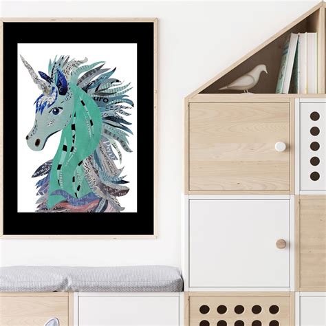 Mythical Creature Fantasy Art Print, Unicorn Wall Art as Girl Room ...