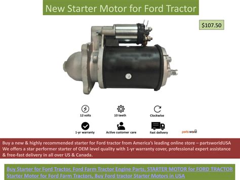 New Starter Motor for Ford Tractor by partsworldusa0 - Issuu