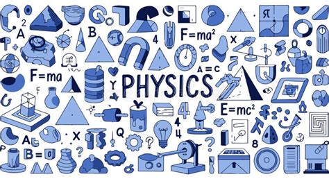 physics symbols  icons including atom diagram magnet light bulb