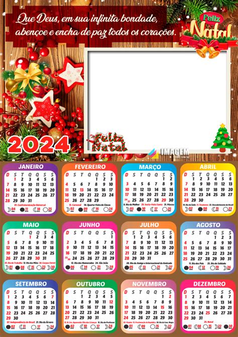 Moldura Calendário 2024 Feliz Natal de Paz em todos os Corações PNG