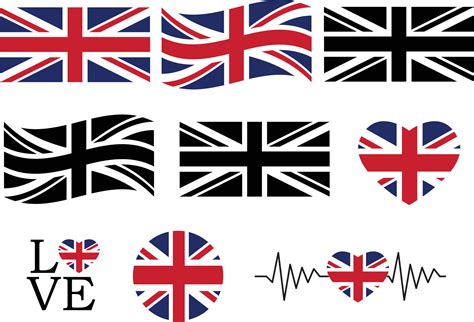 United Kingdom Flag Set On White Background Oval Circular Heartbeat Love And Heart Shape