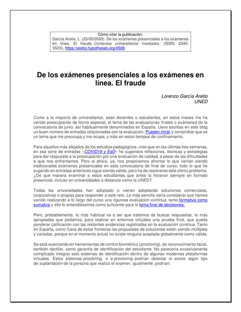 PDF De los exámenes presenciales a los exámenes en línea El fraude