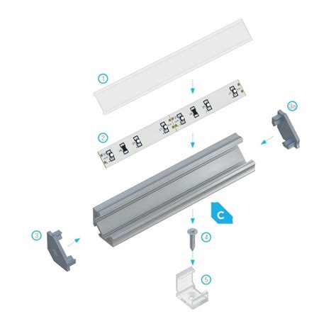 1mb Profil LED Typ C aluminiowy narożny SUROWY