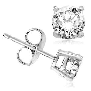 Sterling Silver 925 Solid Round Brilliant Cut Cubic Zirconia Stud Gift