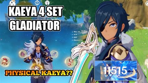 Kaeya Physical Build 4 Set Gladiator-Aquila Favonia Test | Genshin ...