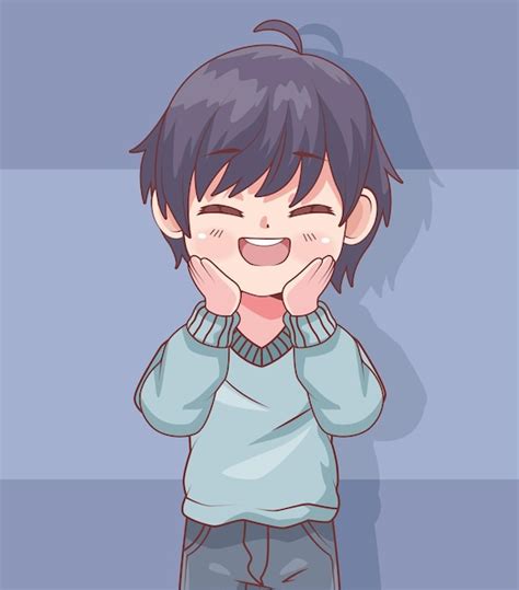 Premium Vector | Anime smiling boy