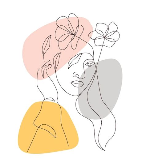 Belle Femme Et Fleurs Peu Dessin Es Dans Le Style D Art En Ligne Un