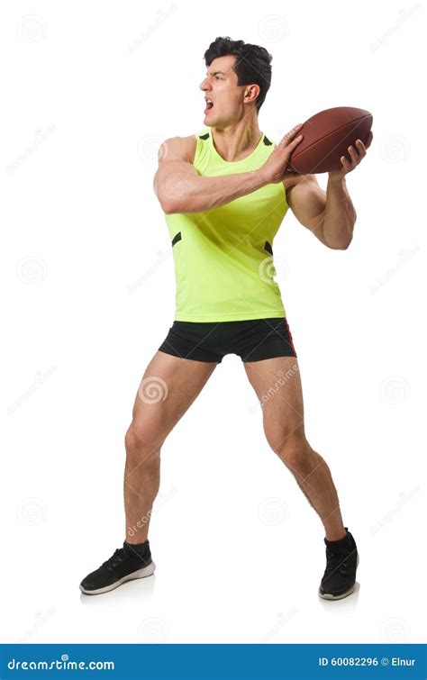 Man Playing American Football Isolated On White Stock Photo Image Of