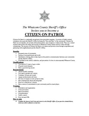 Fillable Online Whatcomcounty Citizen On Patrol Whatcom County