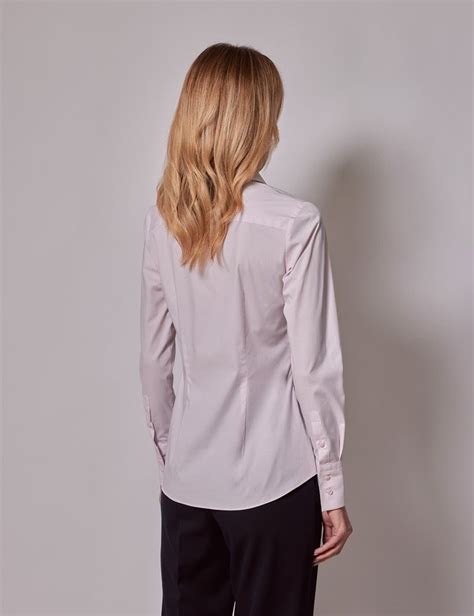 Bluse Slim Fit Baumwollstretch Verdeckte Knopfleiste Rosa