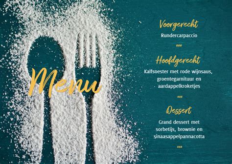 Menukaart Met Lepel En Vork Menukaarten Kaartje Go