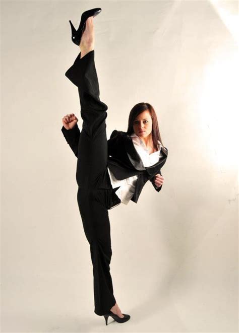 Kicking Girl In Business Suit And High Heels Martial Arts Girl