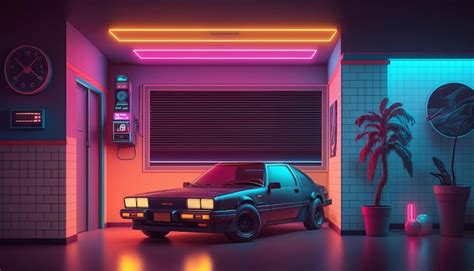 Synthwave design retrô dos anos 80 estilo de fundo retrô detalhado dos