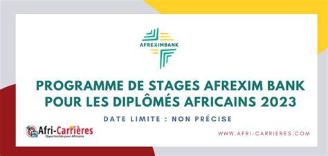 Programme De Stages Afrexim Bank Pour Dipl M S Africains