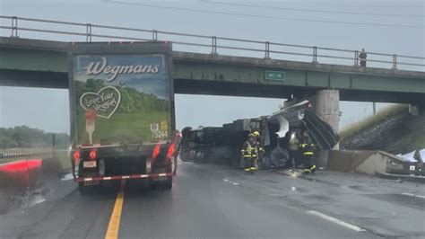 Tractor Trailer Crash Slows Traffic On Thruway Near Geneva