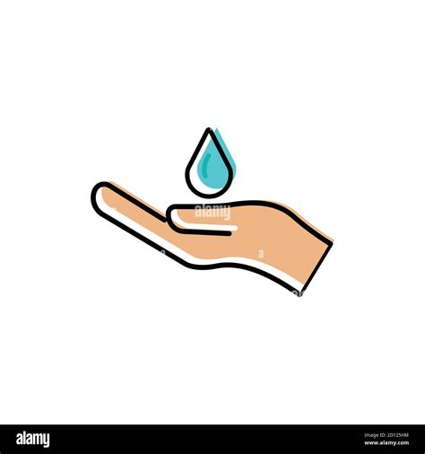 Hand And Water Drop Flat Icon Icon To Wash Hands Save Water Design