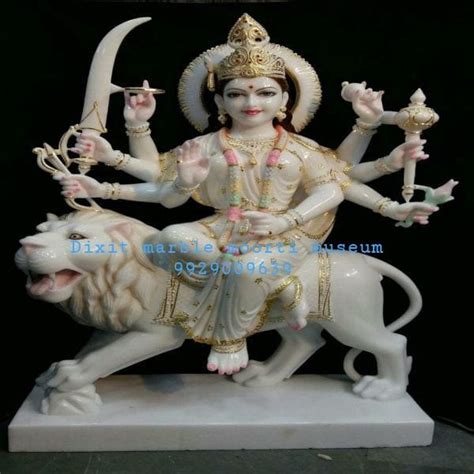 White Painted Maa Durga Marble Statue For Temple Size Feet At Rs