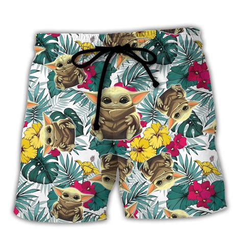 Starwars Baby Yoda Trendy Aloha Hawaiian Beach Shorts Trendy Aloha