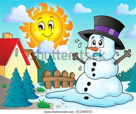 Melting Snowman Theme Image Eps Stock Vector Royalty Free