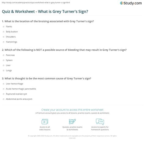 Quiz & Worksheet - What is Grey Turner's Sign? | Study.com