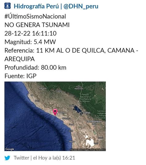 Temblor en Arequipa HOY 28 de diciembre de 2022 dónde fue el epicentro