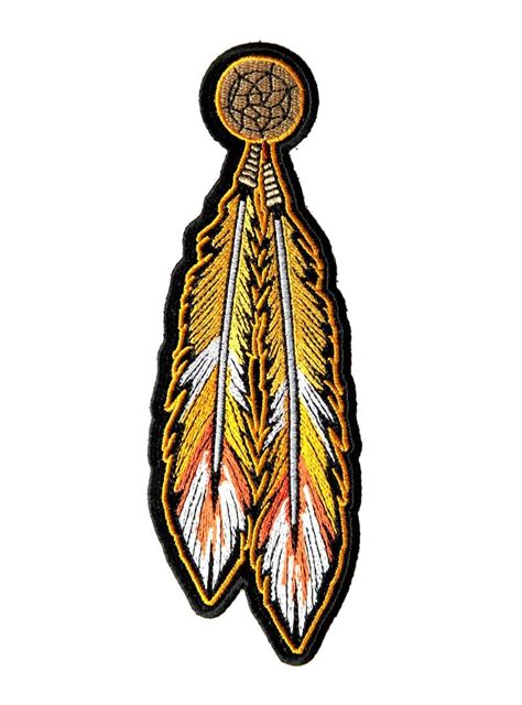 Native Indian Gold Dream Catcher Feathers Biker Patch Tribal Feather