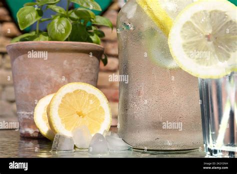 Water Fresh And Cold In A Hot Summer Day With Ice Cubes And Lemon Heat Dehydration Concept