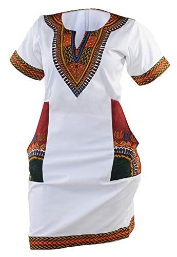 Shekiss Womens Dashiki African Bodycon Dresses Bohemian Vintage Print