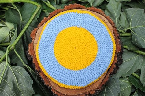 Crochet Eco Friendly Trivet Hot Pad Blue Yellow Inches Etsy