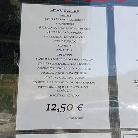 Carta del restaurante Mesón El Zaguán Guadalupe