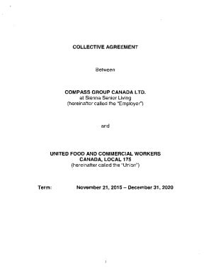 Fillable Online Collective Agreement Between Compass Group Fax