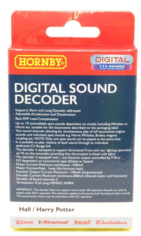 Hornby R7294 TTS DCC Sound Decoder With 8 Pin Plug Hall Class Steam