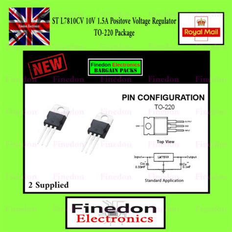 2 x L7810CV +10V Voltage Regulator TO-220 (LM7810 7810 78XX) UK Seller ...