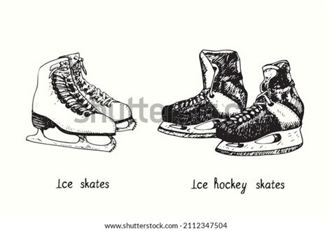 Ice Skates Ice Hockey Skates Ink Stock Vector Royalty Free 2112347504