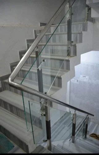 Stainless Steel Toughened Glass Staircase Railing For Home At Rs