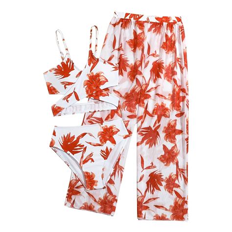 Enjocho Three Piece Floral Bikini Set For Tween Girls Girl S Piece Swimsuit Butterfly Print