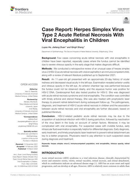 Pdf Case Report Herpes Simplex Virus Type 2 Acute Retinal Necrosis