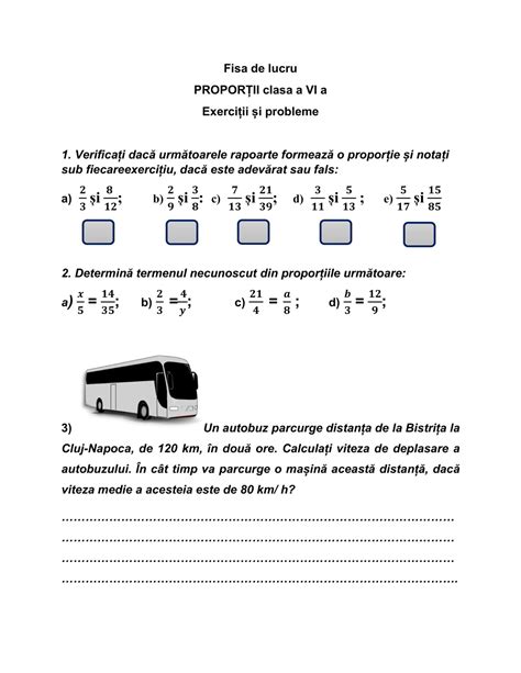 Academiaabc Fișă De Lucru Proporții Exerciții și Probleme Clasa A Vi A