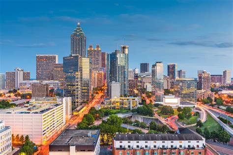 Atlanta Georgia Usa Downtown Cityscape Stock Image Image Of Dusk