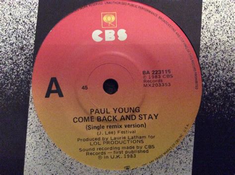 Paul Young Come Back And Stay Single Remix Version 1983 Vinyl