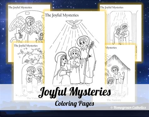 Joyful Mysteries Coloring Pages PDF - Etsy