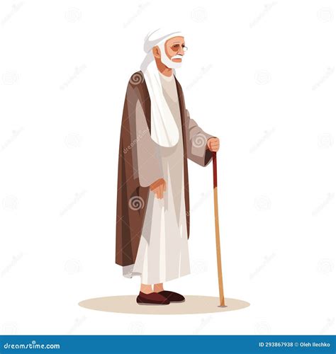 Muslim Old Man Vector Flat Minimalistic Isolated Illustration Stock