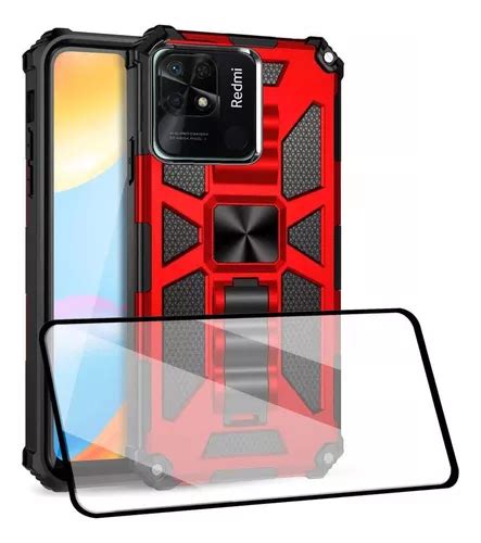 Kit Mica 9d Funda Xiaomi Blindada Uso Rudo Esquinas Stand Color Rojo