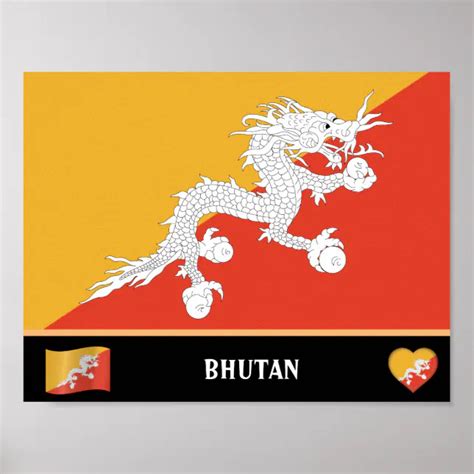 Bhutanese Flag & Bhutanese country / Bhutan dragon Poster | Zazzle