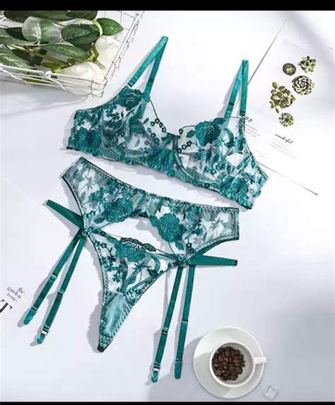 Mint Green Three Piece Lingerie Set Christmas Gift Sexy Etsy