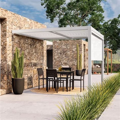 Pergola Con Tetto A Lamelle X M In Alluminio Bianco Enea