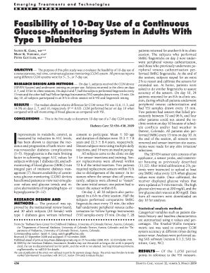 Fillable Online Care Diabetesjournals Feasibility Of 10 Day Use Of A