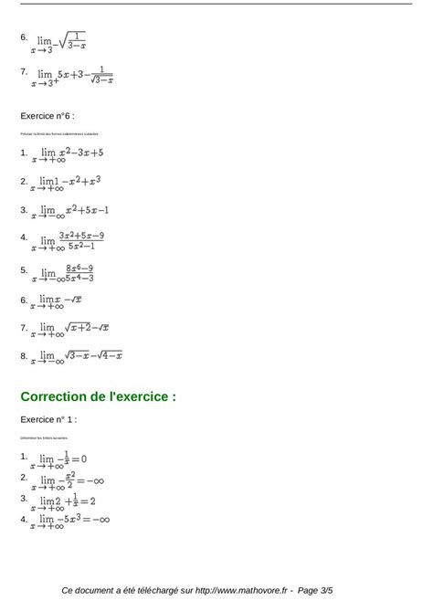 Exercices Calcul De Limites De Fonctions Maths Premiere 542 Fichier PDF