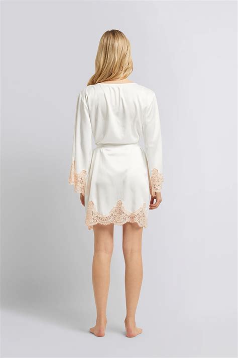 Sian Robe White With Blush Lace Homebodii Homebodii Au